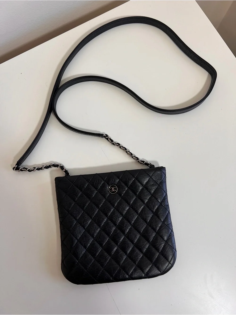 CHANEL Black Quilted Lambskin Crossbody with CC Turn-Lock